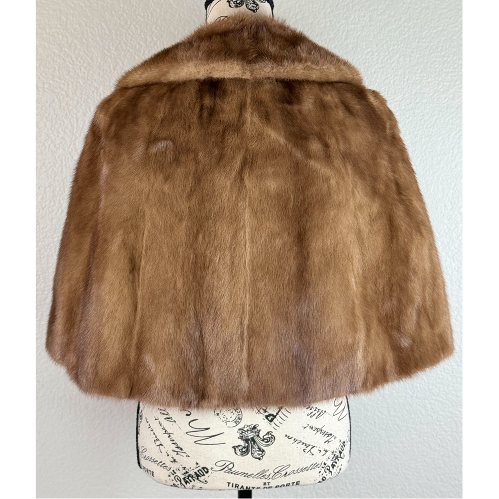 Vintagr Fur Morton’s 40s 50s 60s Luxury Brown Silky Lining Cape Jacket OS - Picture 4 of 12